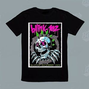 BLINK 182 World Tour American Rock Pop Music Band Skull Tee T-Shirt